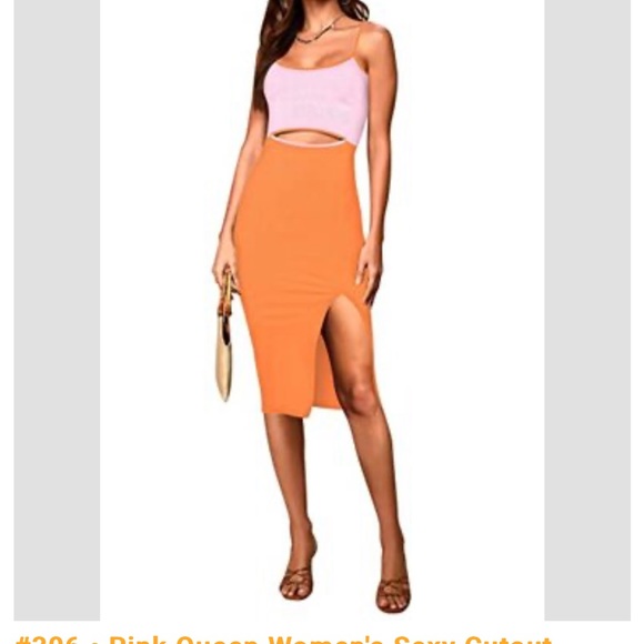 Pink and Orange Midi Dress - Picture 1 of 4